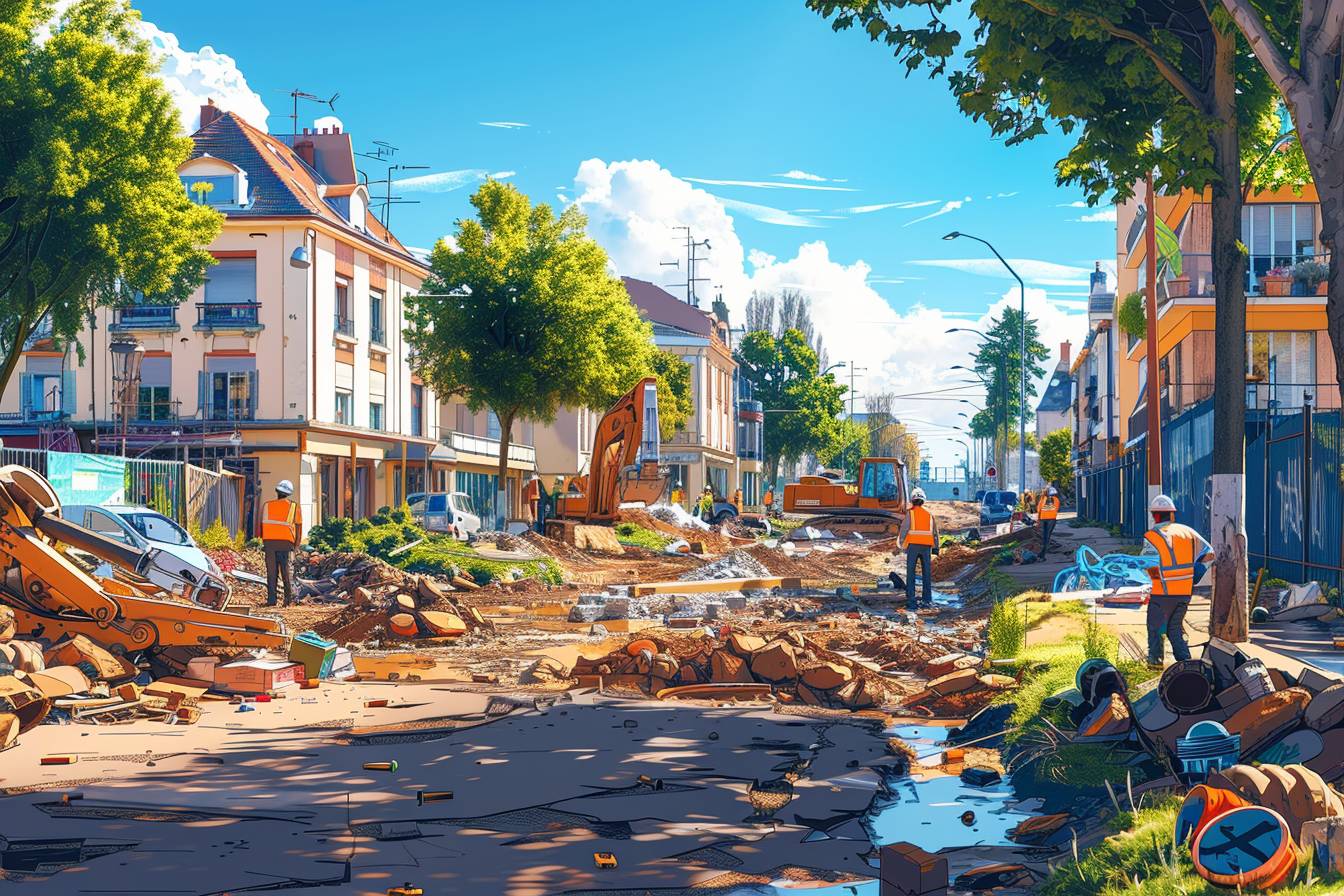 Vue d'un chantier à Troyes en cours de nettoyage avec service de débarras gravats gratuit
